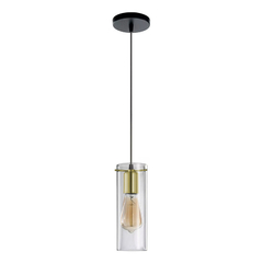 Colgante 3 Luces Dorado Deco Apto Led Cilindro Transparente - Su Luz Deco