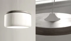 Cerámica esmaltada blanca y madera de kiri