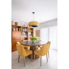 Lampara Colgante Led Valle L Tejido Natural Bl 78cm - Su Luz Deco