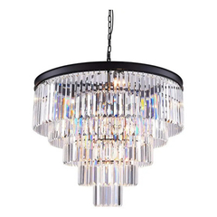 Lampara Colgante Cristal 60cm 5 Pisos Negro 8 Luces E14 Dx - comprar online