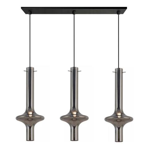 Colgante 3 Luces Feliu Il Vidrio Gris Humo Apto Led - comprar online
