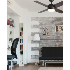 Ventilador De Techo Negro 441b Led 24w Control Remoto - 1.18 M - Negro - Madera Enchapada - Su Luz Deco