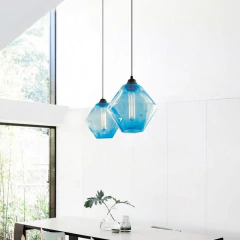 Colgante 1 Luz Trip Celeste Apto Led Vidrio Deco Moderno - comprar online