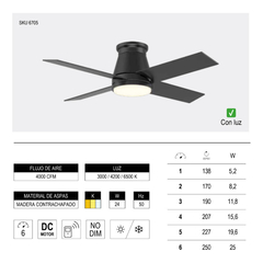 Ventilador De Techo 4 Palas Negro Con Led 411b Control en internet