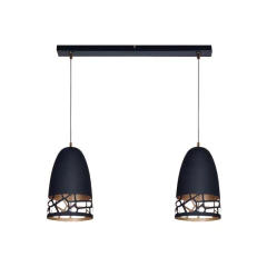 Colgante 2 Luces Bali Negro Calado Apto Led E27 - comprar online