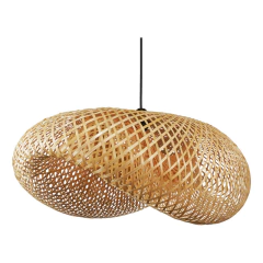 Colgante Deco Moderno De Bambu 60x40 Natural Apto Led E27 - comprar online