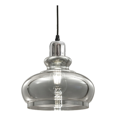 Colgante Vintage Vidrio Fume Plata Moderno Apto Led