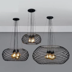 Lampara Colgante Nest Grande 5 Luces 90cm Negro E27 en internet