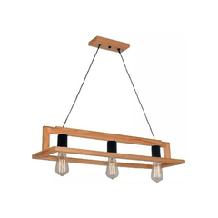 Colgante 2 Luces Iberico Madera Y Negro Vintage Apto Led en internet