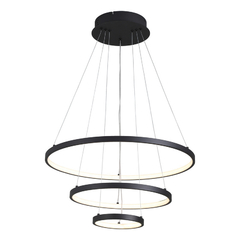 Colgante Aros Triple Led Negro 60/40/20 Cm L8672 72w - Su Luz Deco