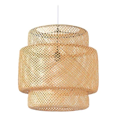 Colgante Deco Moderno De Bambu 50x50 Natural Apto Led E27 - comprar online