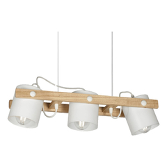 Colgante 3 Luces Madera Genova Blanco Apto Led - comprar online