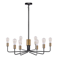 Araña Praga 8 Luces Negro Dorado Industrial Apto Led - comprar online
