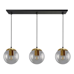 Colgante 3 Luces Globo 15cm Vidrio Transparente Dorado - comprar online