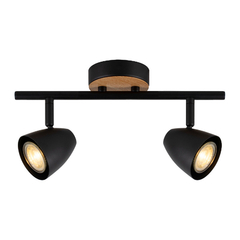 Aplique 2 Luces Negro Madera Apto Led Gu10 U1902