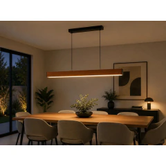 Colgante Lineal Led Simil Madera 115cm