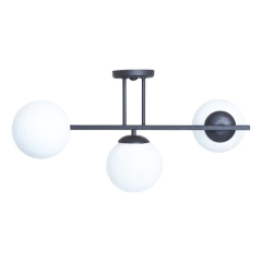 Plafon 3 Luces Barral Elyn De-cor Negro Con Globo Opal E27 en internet