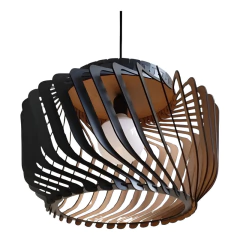 Lampara Colgante Estambul Small Negro Madera Apto E27 Delu