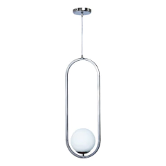 Colgante 1 Luz Marsella Oval Large Cromo Globo Opal Apto E27 en internet