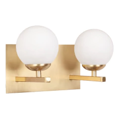 Aplique 2 Luces Elyn Dorado Globo Opal Apto Led G9 Deco