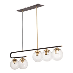 Araña Colgante C 5 Luces Negro Dorado Transparente Apto Led - comprar online