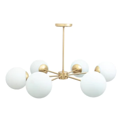 Araña 6 Luces Estrella Dorado Globo Opal 15cm Apto Led E27 en internet