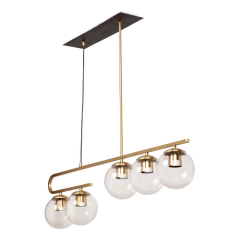 Araña Colgante C 5 Luces Dorado Transparente Apto Led E27 en internet