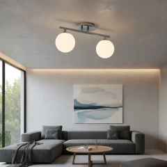 Plafon 2 Luces Barral Elyn Cromo Globo 15cm Opal E27 Rosca - comprar online