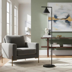 Lampara De Pie Bowery Marmol Negro Diseño Moderna Luz - comprar online