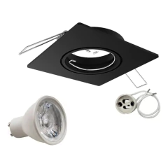 Spot Cuadrado Negro Embutir Aluminio 7w Ideal Baños