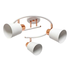 Plafon 3 Luces Espiral Yencko Conico Blanco Cobre Apto Led