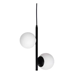Colgante 2 Luces Vertical Elyn E27 Negro Globo Opal 15cm