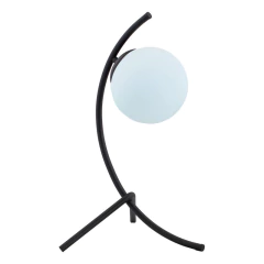 Lampara Velador Mesa Luna Elyn Negro Globo Opal Apto E27