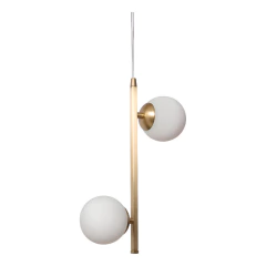 Colgante 2 Luces Elyn Diseño Dorado Globo Opal Apto Led