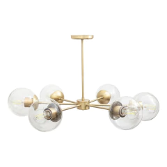 Araña 6 Luces Estrella Dorado Globo Transparente 15cm E27 - comprar online