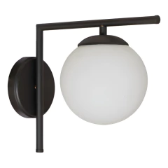Aplique World Negro Apto Led Pared Deco Globo Opal 15cm