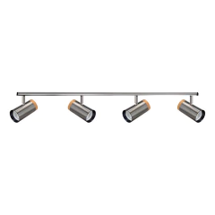 Riel 1 Metro 4 Luces Acero Con Madera Dicro Apto Led Gu10