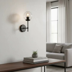 Aplique Medusa Spa 1 Luz Negro Globo Transparente 15cm E27 en internet