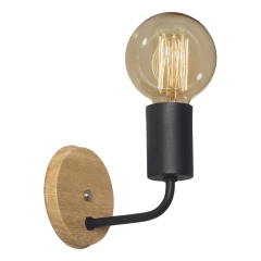 Aplique Vintage Imola Negro Con Simil Madera Apto Led Ap-168 - comprar online