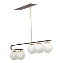 Araña Colgante C 5 Luces Negro Dorado Opal Apto Led E27 - comprar online
