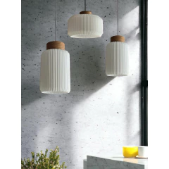 Colgante Campana Boris 35 Madera Sustentable 3d Apto Led Lmp - Su Luz Deco