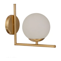 Aplique World Dorado Apto Led Pared Deco Globo Opal 15cm - Su Luz Deco