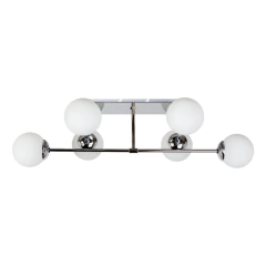 Plafon Medusa Elyn 6 Luces Cromo Apto Led G9 Globo Opal - comprar online