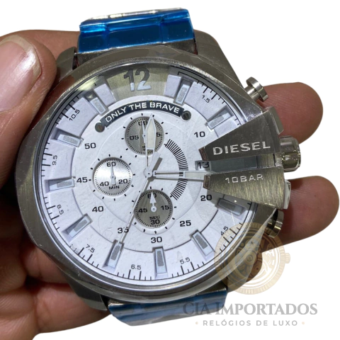 Mega Chief Prata Branco All White Linha Premium Cronógrafo - comprar online