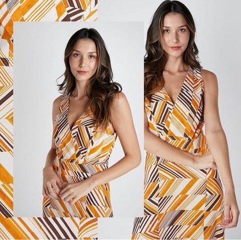 VESTIDO COM RECORTE NO BUSTO E COMPRIMENTO MIDI