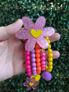 KIT ACRÍLICO BY VIC FLOR CORAÇÃO GLITTER