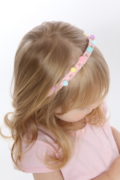 TIARA BY VIC VELUDO STRASS COM MINI POMPONS