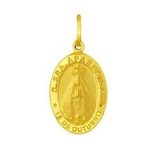 Medalha de Nossa Senhora Aparecida em ouro 18k