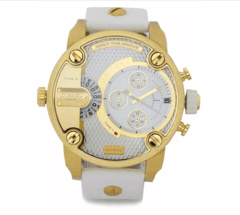 Relógio Diesel Dz7273 Little Daddy Branco Banhado A Ouro 18k
