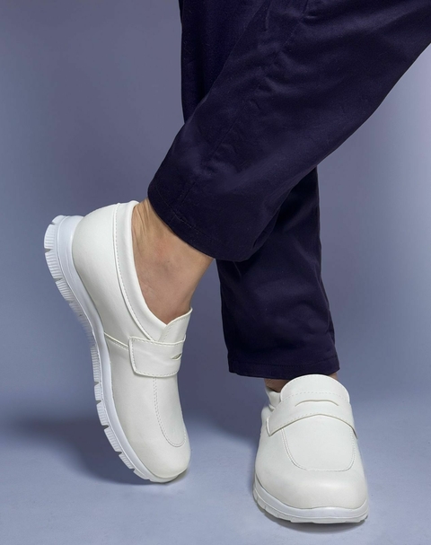 Zapato Hombre Mocasín Cuero Ecologico Blanco - comprar online
